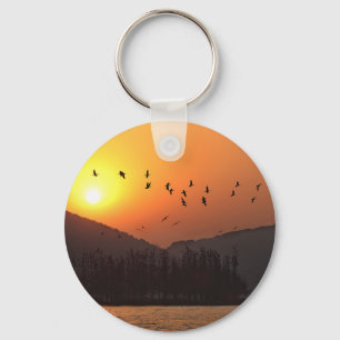 Sunset Over East Lake Keychain
