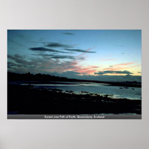 Sunset over Firth of Forth, Queensferry, Scotland Poster