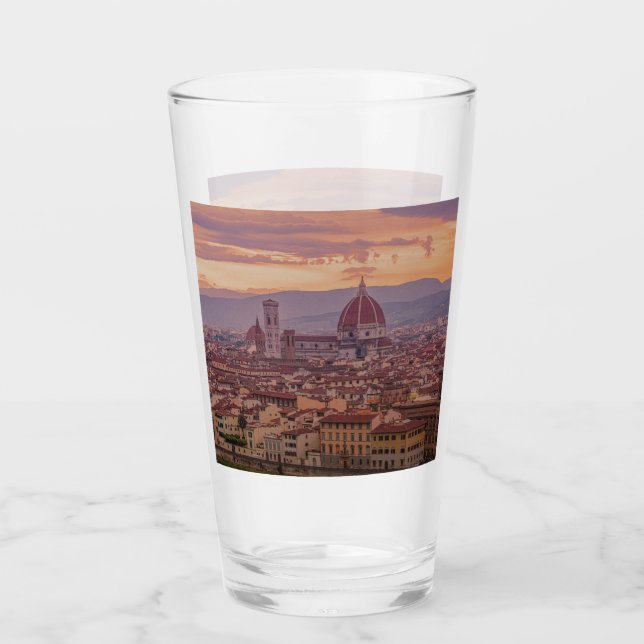 Sunset over Florence, Italy Glass (Front)