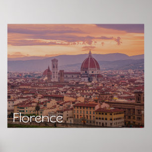 Sunset over Florence, Italy Poster