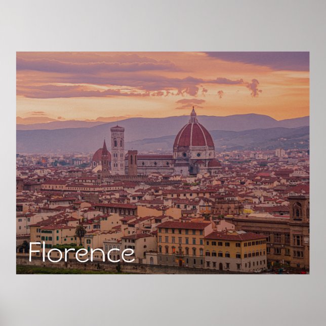 Sunset over Florence, Italy Poster (Front)