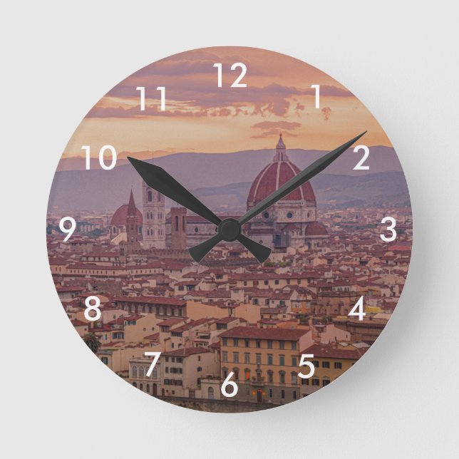 Sunset over Florence, Italy Round Clock (Front)