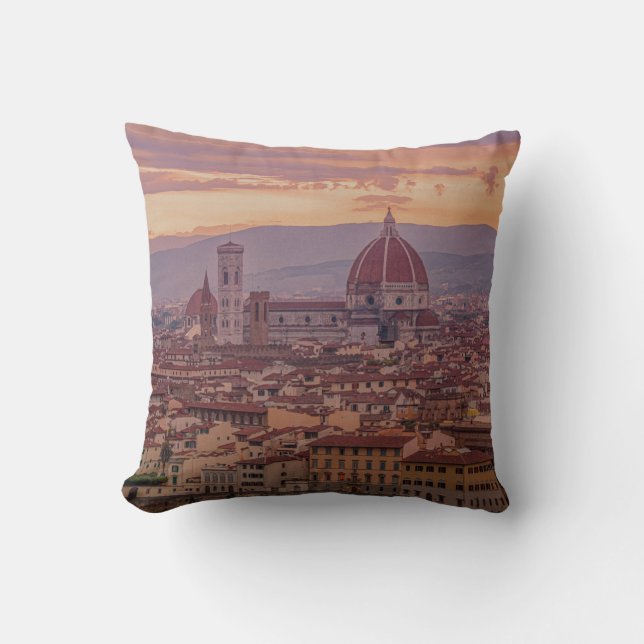 Sunset over Florence, Italy Throw Pillow (Front)