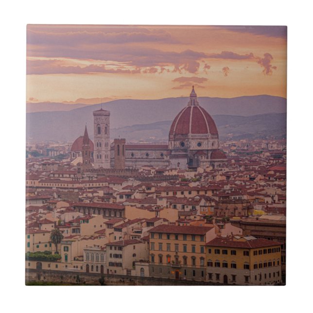 Sunset over Florence, Italy Tile (Front)