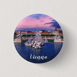 Sunset over fountain in Vienna 1 Inch Round Button