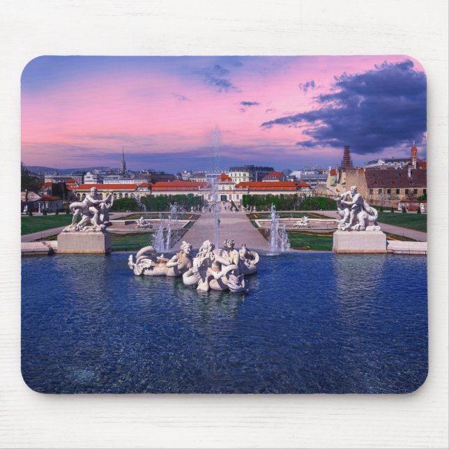 Sunset over fountain in Vienna Mouse Pad (Front)