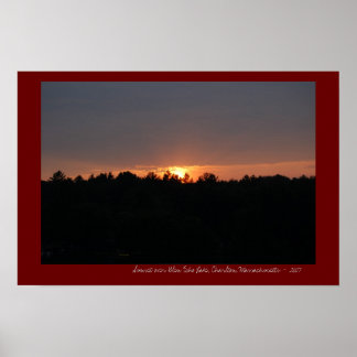 Sunset over Glen Echo Lake, Charlton, MA Poster
