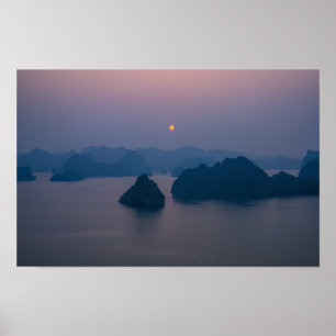 Sunset over Halong Bay - Vietnam, Asia Poster