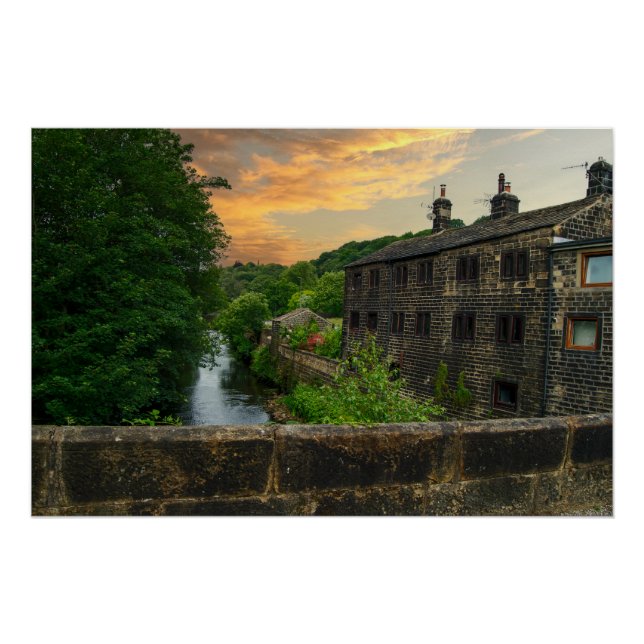 Sunset over Hawksclough Bridge, Mytholmroyd Poster (Front)