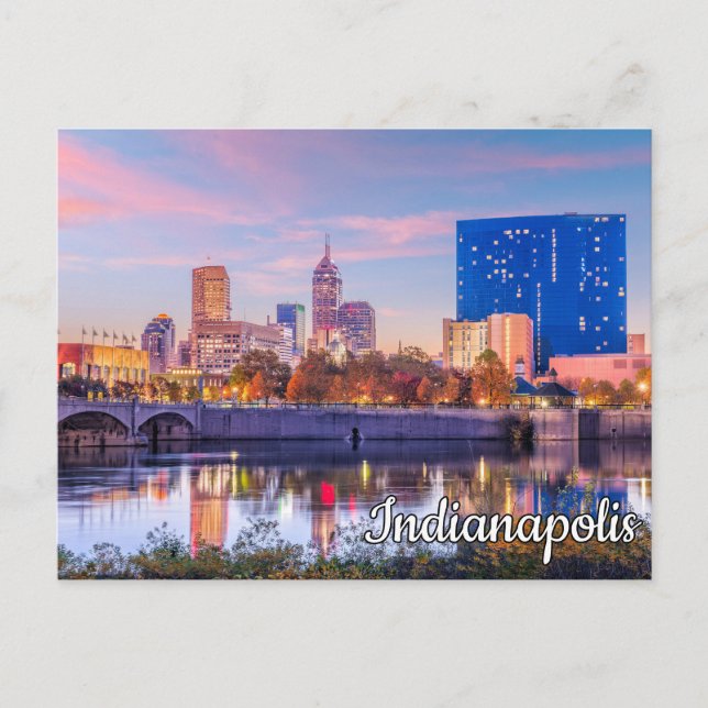 Sunset Over Indianapolis, Indiana, USA Postcard (Front)
