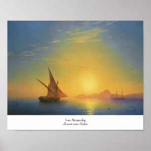 Sunset over Ischia Ivan Aivazovsky seascape waters Poster