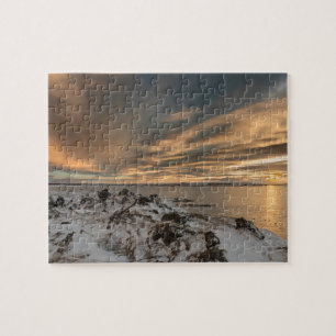 Sunset over lake Myvatn, Iceland Jigsaw Puzzle