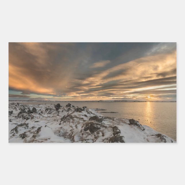 Sunset over lake Myvatn, Iceland Sticker (Front)