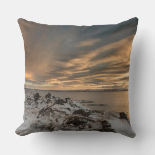 Sunset over lake Myvatn, Iceland Throw Pillow