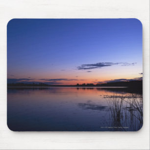 Sunset Over Lake Wabamun With Grass Mouse Pad