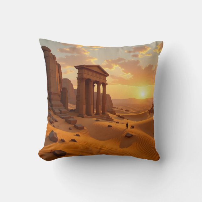 Sunset over lost Temple Four Riders Western Pillow (Front)