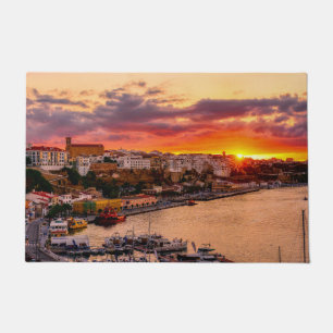 Sunset over Mahon harbour - Menorca, Spain Doormat