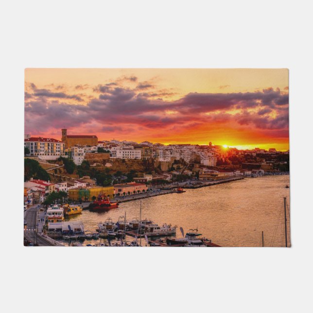 Sunset over Mahon harbour - Menorca, Spain Doormat (Front)