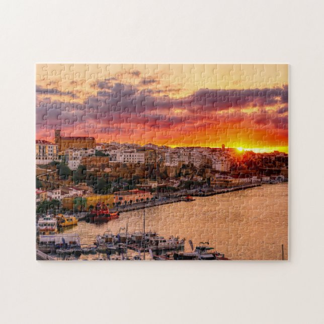 Sunset over Mahon harbour - Menorca, Spain Jigsaw Puzzle (Horizontal)