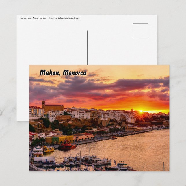 Sunset over Mahon harbour - Menorca, Spain Postcard (Front/Back)