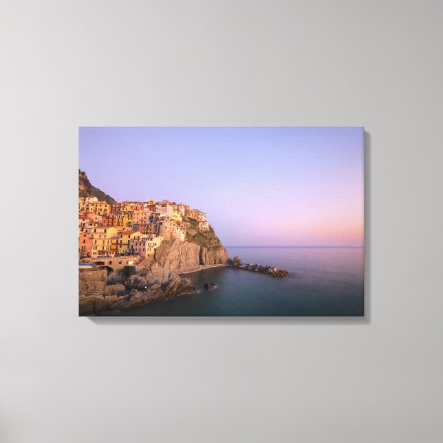 Sunset over Manarola village in Cinque Terre Canvas Print (Front)