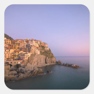 Sunset over Manarola village in Cinque Terre Square Sticker