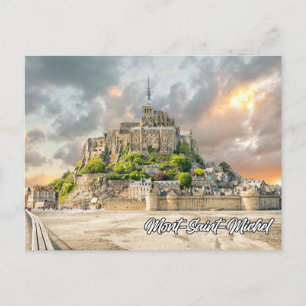Sunset Over Mont-Saint-Michel, Normandy Postcard