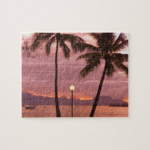 Sunset over Moorea from Sofitel Maeva Beach Jigsaw Puzzle