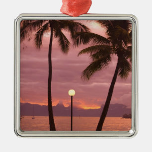 Sunset over Moorea from Sofitel Maeva Beach Metal Ornament