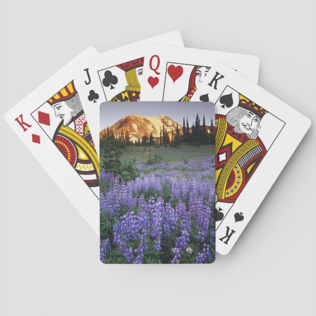 Sunset over Mt. Adams and a sub-alpine meadow Playing Cards (Back)