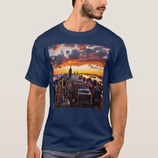 Sunset over New York City retro T-Shirt