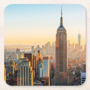 Sunset Over New York Square Paper Coaster