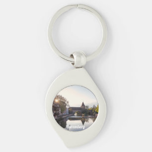 Sunset over old mediaeval bridge in Nuremberg Keychain