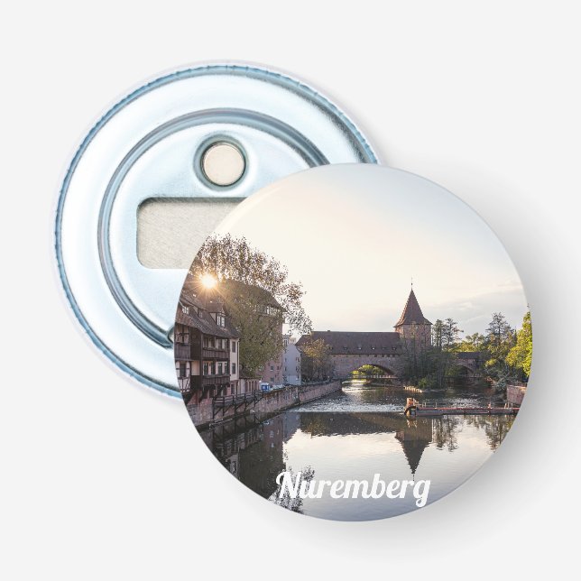 Sunset over old medieval bridge in Nuremberg Bottle Opener (Front)