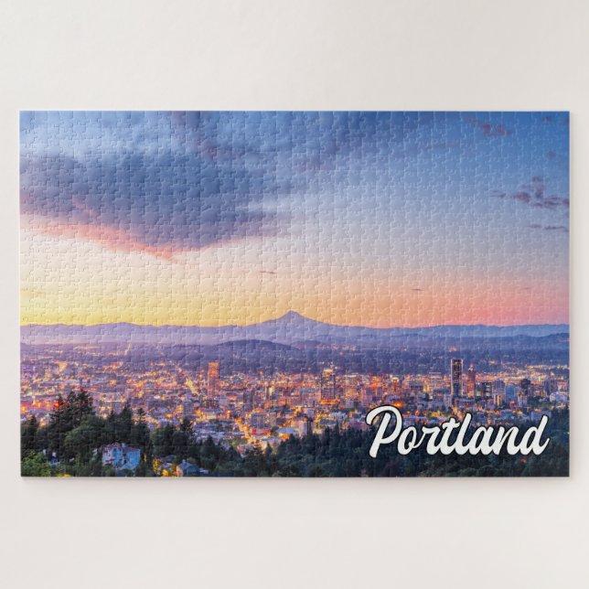 Sunset Over Portland, Oregon Jigsaw Puzzle (Horizontal)