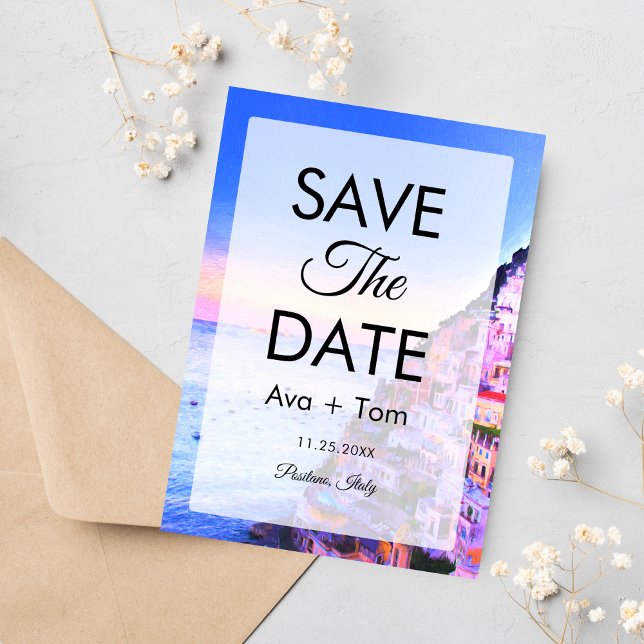 Sunset Over Positano, Italy Save The Date Invitation (A sunset of Positano, Italy as a Save The Date!
)