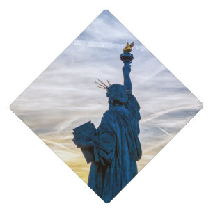 Sunset over Replica of the Liberty Statue in Paris Graduation Cap Topper