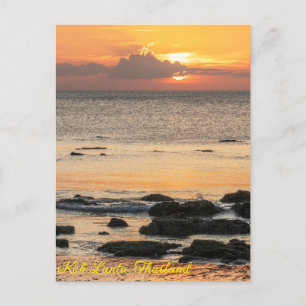 Sunset over rocks and the sea, Koh Lanta, Thailand Postcard