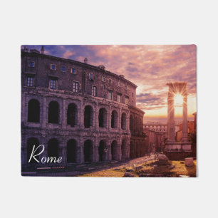 Sunset over Rome Colosseum in Rome Doormat
