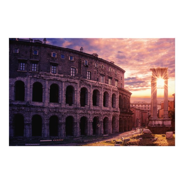 Sunset over Rome Colosseum in Rome Photo Print (Front)