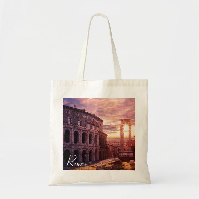 Sunset over Rome Colosseum in Rome Tote Bag (Front)