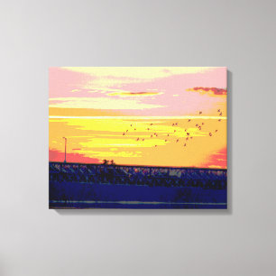 SUNSET OVER ROURKE BRIDGE WRAPPED CANVAS PRINT