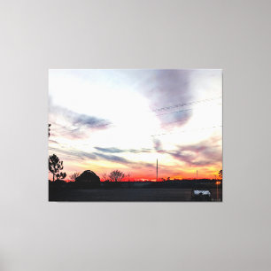 Sunset Over Rural Landscape Canvas Print