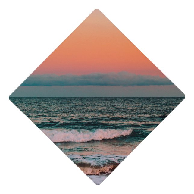 sunset over sea graduation cap topper (Front)