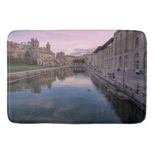 Sunset over small canal in Cospicua, Malta Bath Mat