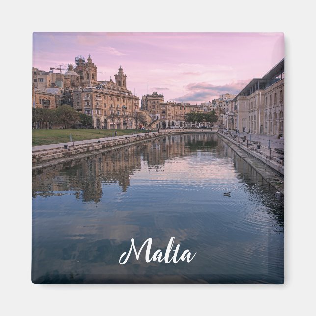 Sunset over small canal in Cospicua, Malta Magnet (Front)