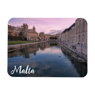 Sunset over small canal in Cospicua, Malta Magnet