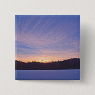 Sunset over Snow-covered Winter Lake & Trees 2 Inch Square Button