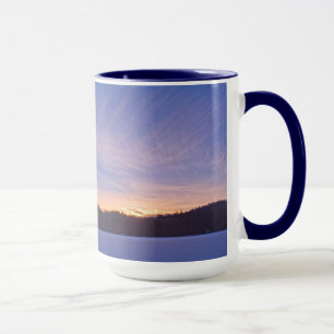 Sunset over Snow-covered Winter Lake & Trees Mug