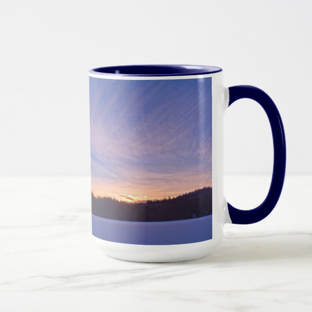 Sunset over Snow-covered Winter Lake & Trees Mug (Right)